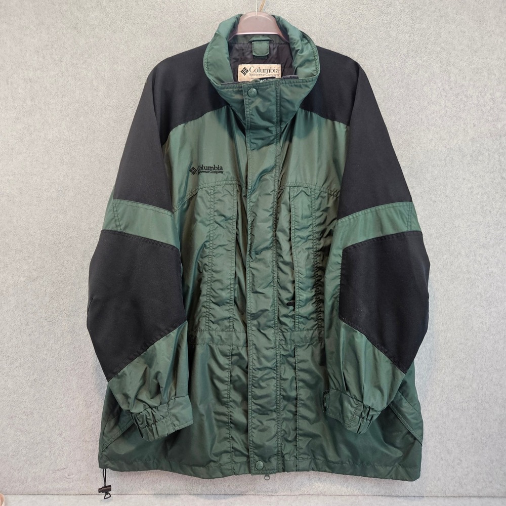 COLUMBIA Double Whammy Jacket Mens XL Green Black Vintage Gorpcore Parka Coat
